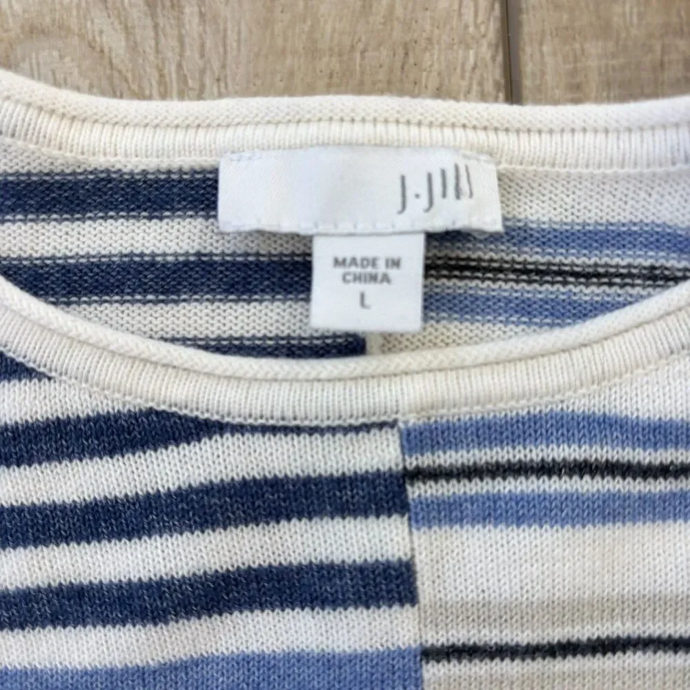 J.Jill Womens Striped Lightweight Sweater Size L Blue Red Coastal Classic USA - Picture 3 of 10